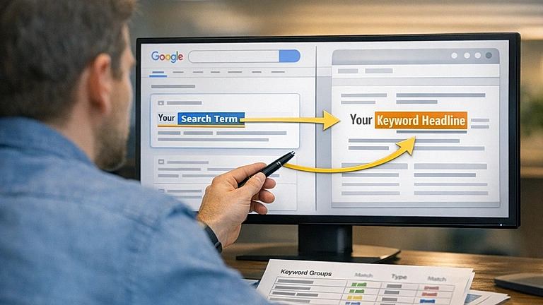 Abstimmung von Keyword, Anzeige und Landingpage